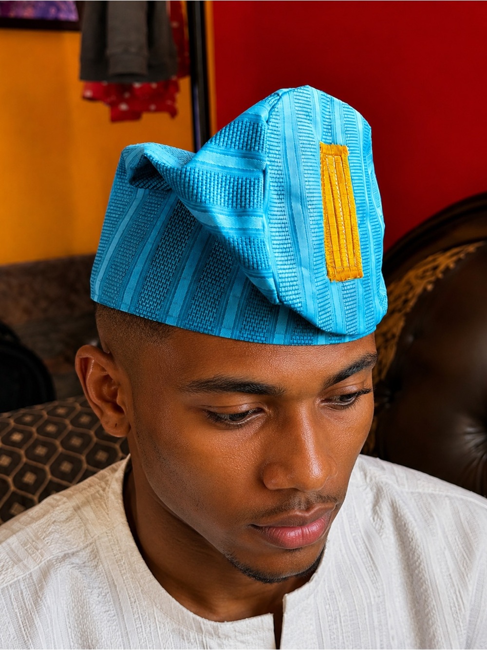 Custom hand made embroidered African Nigerian Cap